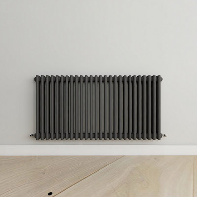B&Q -  Horizontal Anthracite Triple Column Radiator (H) 600mm X (W) 1190mm.