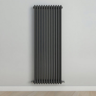 B&Q -  Vertical Anthracite Triple Column Radiator (H) 1500mm X (W) 560mm.