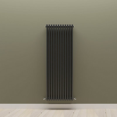 B&Q -  Vertical Black Triple Column Radiator (H) 1500mm X (W) 560mm.