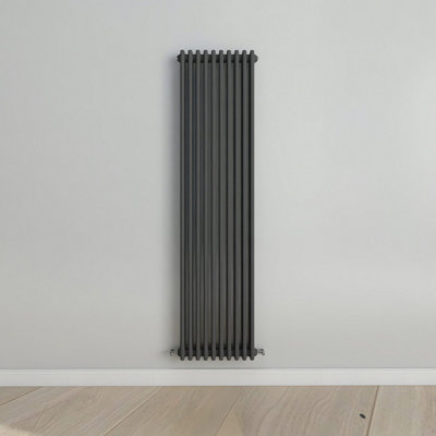 B&Q -  Vertical Anthracite Triple Column Radiator (H) 1800mm X (W) 470mm.