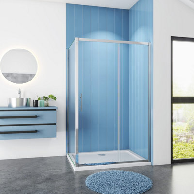 MLH Products Limited Mlh Shower Enclosure Toughened Safety Glass Sliding Door 1100X1850mm And Side Panel 800X1850mm