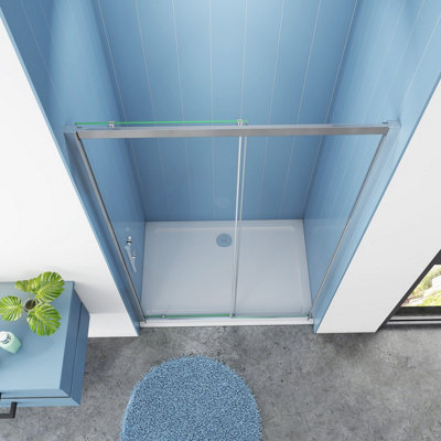 MLH Products Limited Mlh Shower Enclosure Toughened Safety Glass Sliding Door 1200X1850mm With Tray 1200X700mm And Waste