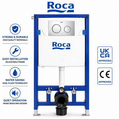 Roca Duplo Wc Frame  112Cm Chrome Dual Flush Plate For Concealed Cistern from B&Q