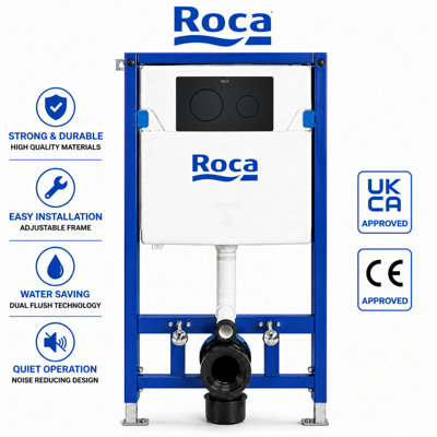 Roca Duplo One 112Cm Concealed Cistern Frame With Matt Black Dual Flush Plate from B&Q