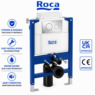 Roca Duplo One 82Cm Concealed Cistern Frame With Chrome Dual Flush Plate from B&Q