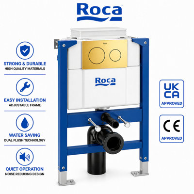 Roca Duplo Wc Frame 82Cm Brushed Brass Dual Flush Plate For Concealed Cistern from B&Q