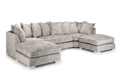  - Bishop U Shape Scatterback SofaPremium Fabric CouchTruffle/platinum
