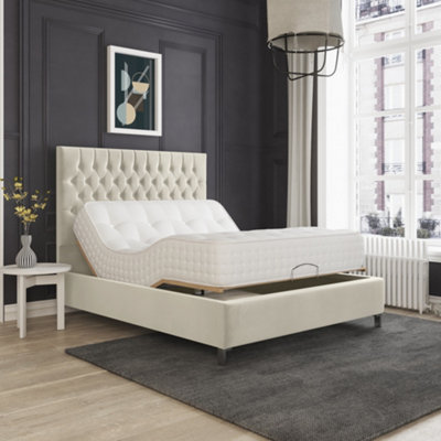 Harper Electric Adjustable Bed Frame Tufted Headboard 5Ft from B&Q