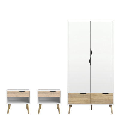 Furniture To Go Oslo 3 Piece Bedroom Set White & Oak from B&Q