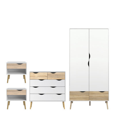 Furniture To Go Oslo 4 Piece Bedroom Set White & Oak from B&Q