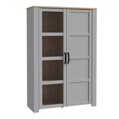 B&Q -  Bohol Display Cabinet Inc. 2X Led Lights In Riviera Oak/grey Oak
