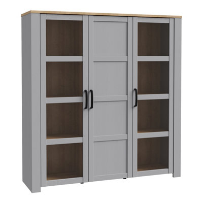 Furniture To Go Bohol Large Display Cabinet Inc. 4X Led Lights In Riviera Oak/grey Oak from B&Q