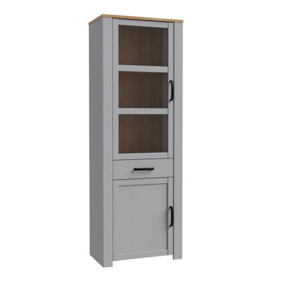 Furniture To Go Bohol Narrow Display Cabinet Inc. 2X Led Lights In Riviera Oak/grey Oak from B&Q
