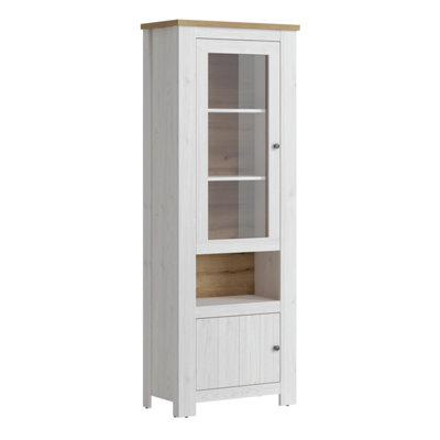 Furniture To Go Celesto 2 Door Display Cabinet Inc. 2X Led Lights In White And Oak - White & Oak - Image 5