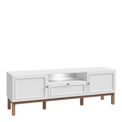 B&Q -  Wensley 2 Door 1 Drawer Tv Unit In Light Grey And Oak Inc Led Lighting