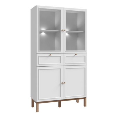 Furniture To Go Light/Grey Wensley Display Cabinet With Doors Drawers And Glass Doors In And Oak Inc Led Ing Size 2