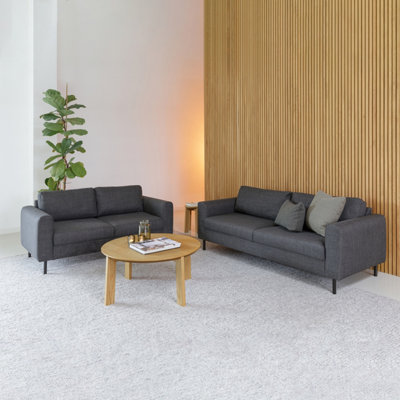 Furniture To Go Omaha 2 + 3 Seater Sofa Set In Basel Fabric Dark/Grey