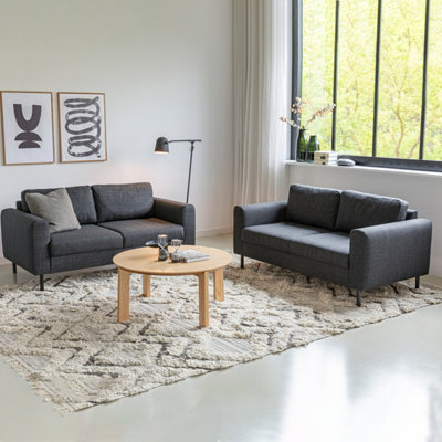 Furniture To Go Omaha Set Of 2 X 2 Seater Sofas In Basel Fabric Dark/Grey