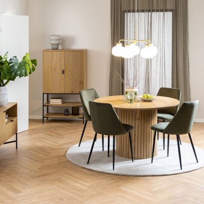 Furniture To Go Yale Dining Table In Oak Included 4 Ines Dining Chair In Olive Green