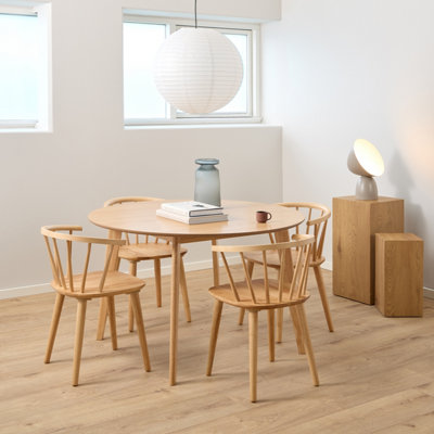 Furniture To Go Nagano Round Dining Table In Oak Included 4 Ida Dining Chair In Oak