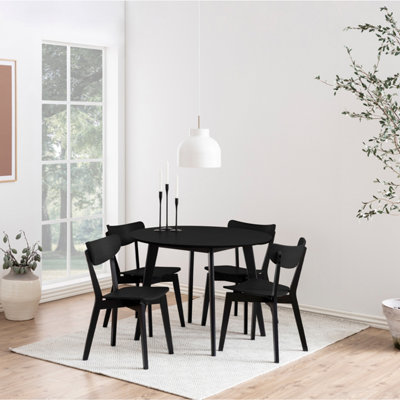 Furniture To Go Roxby Round Dining Table In 105X76cm Included 4 Roxby Dining Chairs In Black