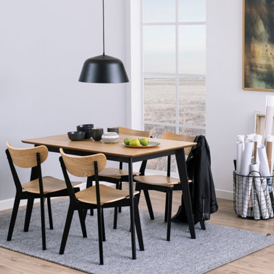Furniture To Go Roxby Dining Table In Oak & Included 4 Roxby Dining Chairs In And Oak Black