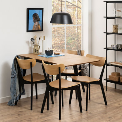 Furniture To Go Roxby Extending Dining Table 80-120Cm In Oak & Black Included 4 Roxby Dining Chairs In Black And Oak from B&Q