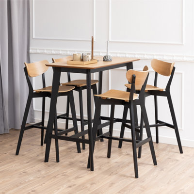 B&Q -  Roxby Bar Table Included 4 Roxby Bar StoolBlack And Oak