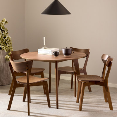 Furniture To Go Roxby Round Dining Table In Walnut 120X76cm Included 4 Roxby Dining Chairs In Walnut
