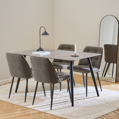 Furniture To Go Wicklow Rectangular Dining Table In 140X75cm Included 4 Brooke Dining Chairs In Taupe Grey/Black