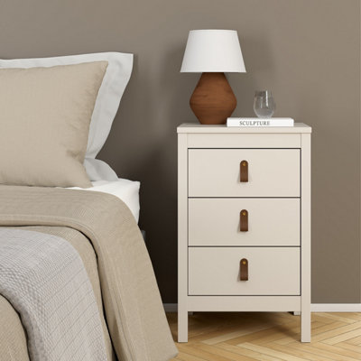 Rackhams Beige Barcelona Bedside Table 3 Drawers In Cashmere - Manufactured Wood - 1 - Image 7