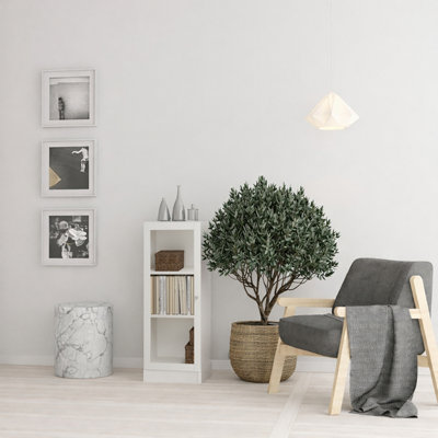 B&Q -  Basic Low Narrow Display Cabinet In White (2 Shelves) With Glass White Door