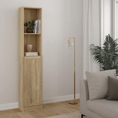 Furniture To Go Basic Tall Narrow Combination Storage Bookcase In Oak (4 Shelves) With Oak Door from B&Q
