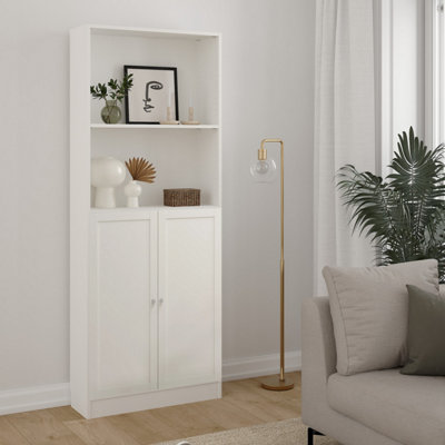 B&Q -  Basic Tall Wide Combination Storage In White (4 Shelves) With 2 White Doors
