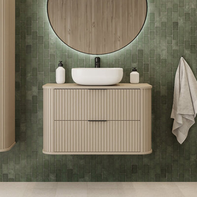 Heze Furniture Elegance Glamour Style 2 Drawer Bathroom Vanity Cabinet 60CmCashmere from B&Q