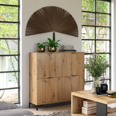 Heze Furniture Lana Modern Sideboard With Four Doors In Oak Artisan from B&Q