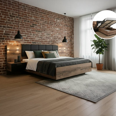 Heze Furniture Kassel King Size Ottoman Storage Bed With Bedside Tables 160B