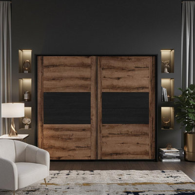 Heze Furniture Kassel 2 Door 270Cm Sliding Wardrobe With 2 Extra 98Cm Shelves