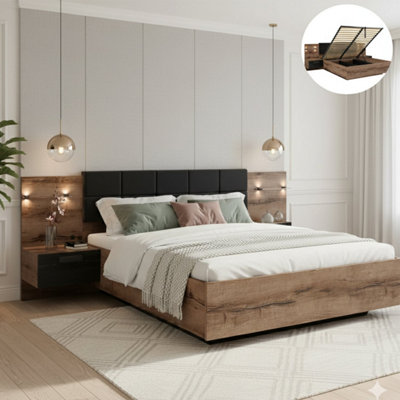 Heze Furniture Kassel Double Ottoman Storage Bed Frame With Bedside Tables 140B