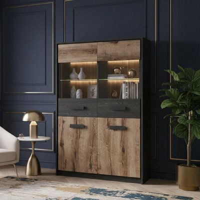 Heze Furniture Kassel 100Cm Contemporary Style Display Cabinet With Glass Detail from B&Q