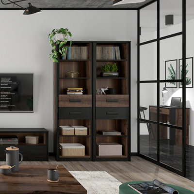 Heze Furniture Kassel Contemporary Style Tall Bookcase With 2 Drawers from B&Q