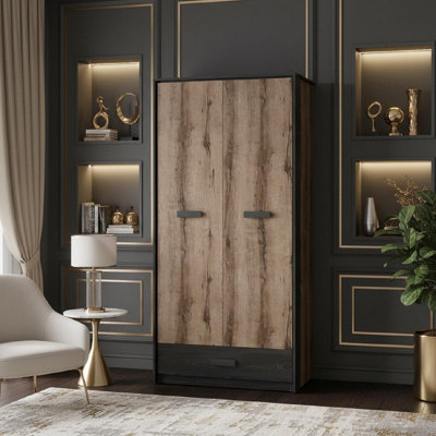 Heze Furniture Kassel Contemporary Style 2 Door Wardrobe With Drawer from B&Q
