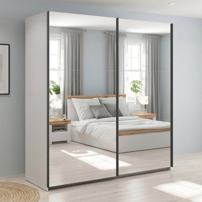 Heze Furniture Exter 2 Door Sliding 183Cm Wardrobe With MirrorCashmere