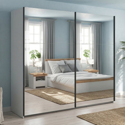 Heze Furniture Exter 2 Door Sliding 220Cm Wardrobe With MirrorCashmere