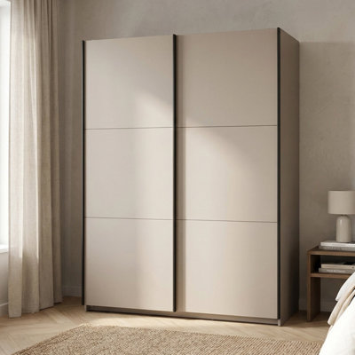 Heze Furniture Exter Minimalist Sliding Door Wardrobe 153CmCashmere