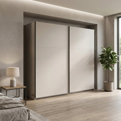 Heze Furniture Exter Minimalist Sliding Door Wardrobe 220CmCashmere