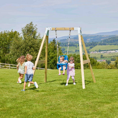 B&Q -  Premium Single Garden Swing  For KidsBaby Navy Blue