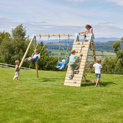 B&Q -  Premium Double Garden Swing With Up And Over Wall For Kids And BabyNavy Blue