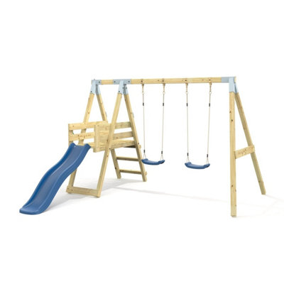Rebo Blue Premium Double Swing With Deck - Flex Navy