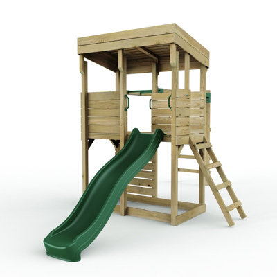 Rebo Xl Garden Lookout Tower Playhouse With Monkey Bars And Slide For Kids from B&Q